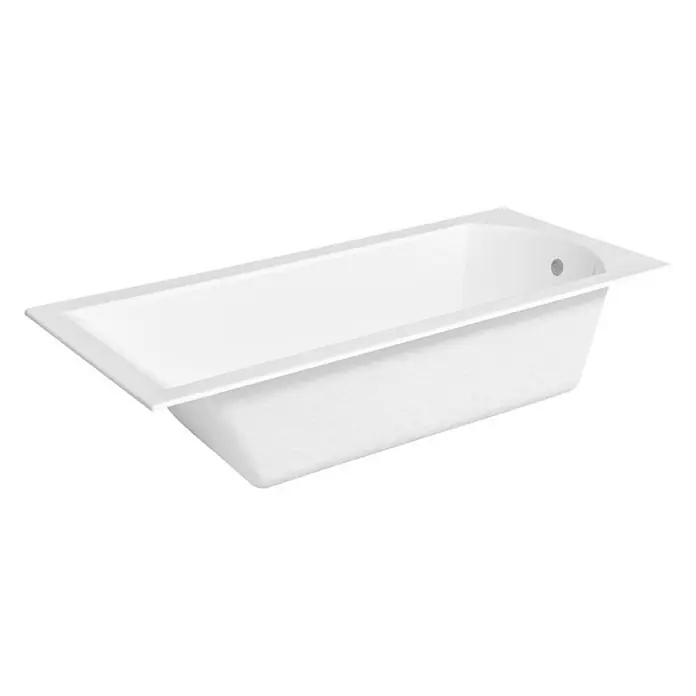 Bad Land Badewanne SHEA SLIM Acryl-Eckwanne 180 x 80 cm Weiß, inkl. Styroporverkleidung - 180 x 80 cm, Sanitäracryl, Weiß - Weiße rechteckige Einbaubadewanne mit breitem Rand und Abfluss.