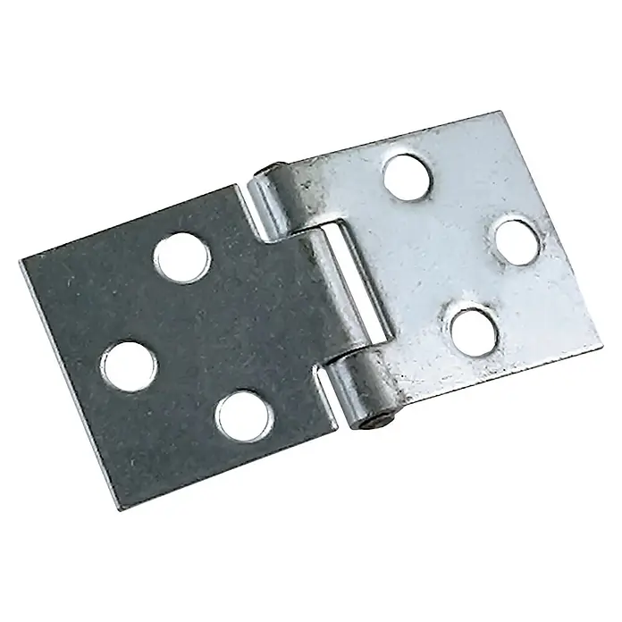M.Pascual Bisagra de piano - L x An: 100 x 25 mm, Fundición, Zincado - Bisagra de tope de metal plateado con cuatro orificios para tornillos en cada hoja.