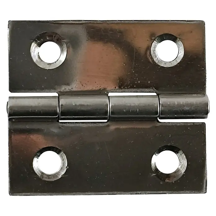 M.Pascual Bisagra de piano - L x An: 30 x 35 mm, Acero inoxidable, 2 ud. - Bisagra metálica plateada pulida con cuatro orificios para tornillos.
