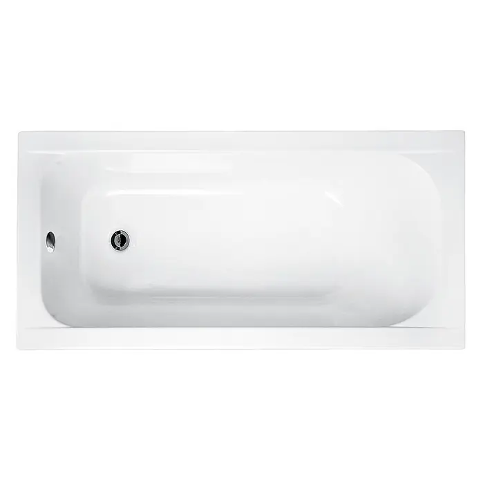 Bad Land Badewanne CONTINEA Acryl-Eckwanne 140 x 70 cm Weiß - Sanitäracryl, Weiß - Weiße Badewanne mit Abfluss und Überlaufloch, von oben gesehen.