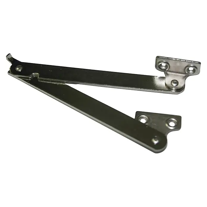 M.Pascual Soporte de tapa - Largo: 25 cm, Niquelado, DIN-derecha - Retenedor de armario metálico cromado parcialmente plegado con placas de montaje, para soportar puertas o tapas de armarios.
