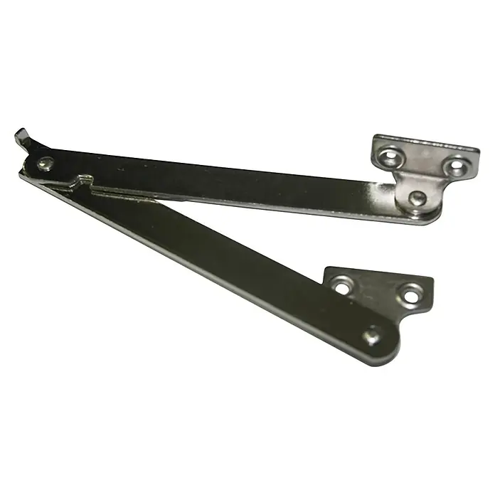 M.Pascual Soporte de tapa - Largo: 25 cm, Niquelado, DIN-Izquierda - Bisagra de soporte plegable de metal color plata, angulada para puertas o tapas de armario.