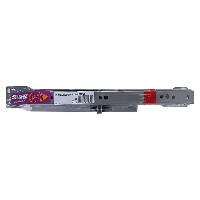 M.Pascual Guía para cajones - Longitud de instalación: 300 mm, Capacidad de carga: 30 kg, Extracción parcial - Guía de cajón de rodillos de metal gris, 30 cm, con cierre suave, empaquetada.