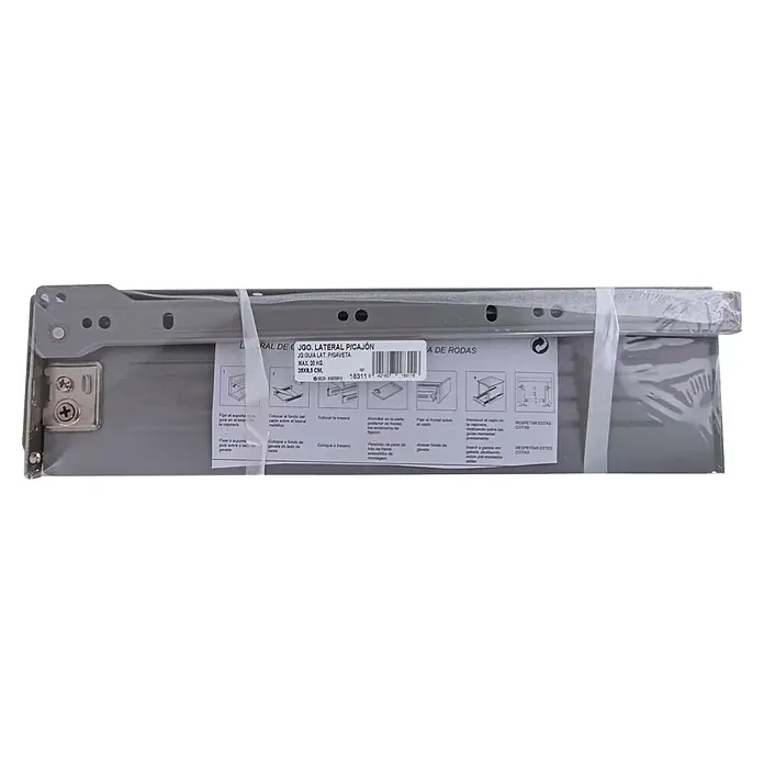 M.Pascual Guía para cajones - Longitud de instalación: 350 mm, Capacidad de carga: 45 kg, Extracción parcial, Lateral integrado - Correderas de cajón metálicas plateadas con instrucciones de montaje en el embalaje.