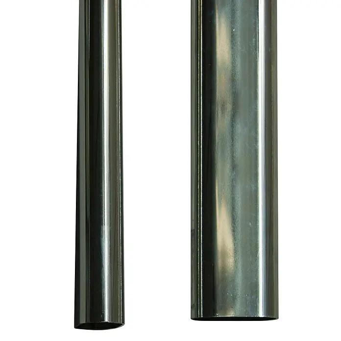M.Pascual Barra para ropa lisa - Largo: 2.000 mm, Cromo, Ovalada - Dos tubos metálicos brillantes verticales de anchos diferentes.