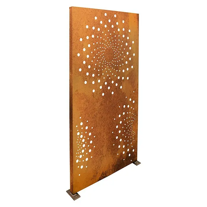 Palatino Space Vertical Sichtschutzelement Orbis - 87 x 180 cm, Edelrost, Orbis - Rostfarbene Sichtschutzwand mit floralen Aussparungen für den Garten- oder Terrassenbereich.