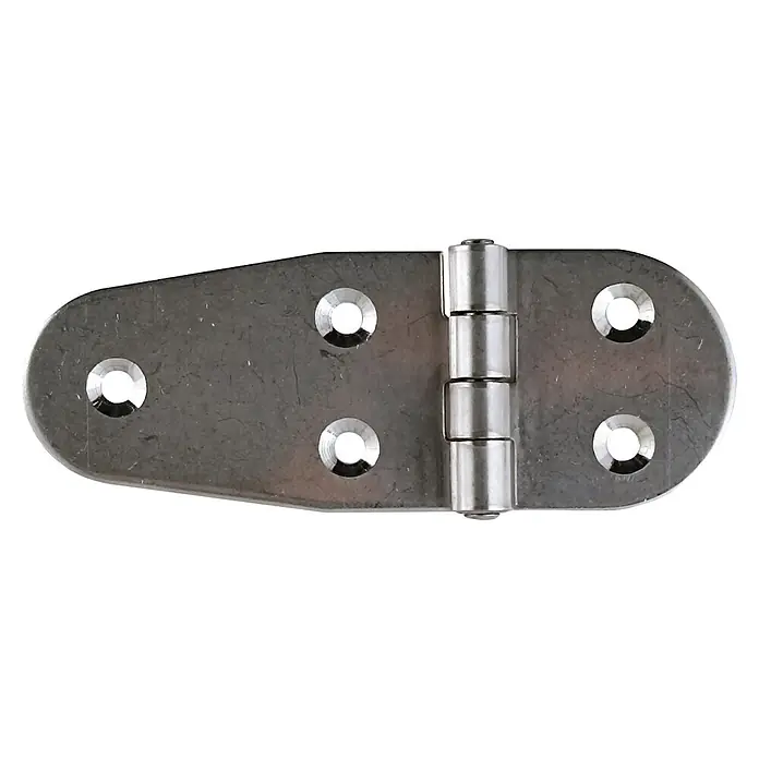 M.Pascual Bisagra de piano - L x An: 106 x 40 mm, Acero inoxidable - Bisagra de correa de metal cepillado, color plata, con barril central y cuatro agujeros para tornillos.