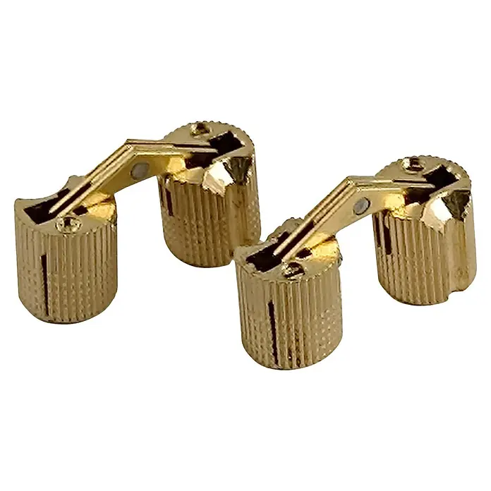 M.Pascual Bisagra - Diámetro: 12 mm, 180 °, Latón, 2 ud. - Dos bisagras de barril ocultas de latón dorado, aptas para muebles o puertas de armario.