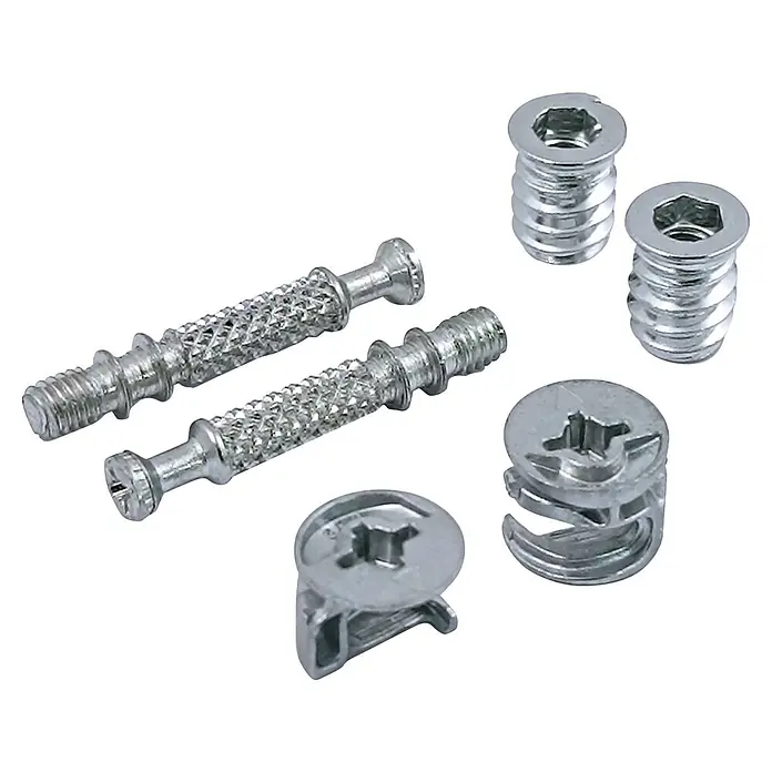 M.Pascual Racor de conexión excéntrica - M6, Específico para: Aglomerado 16 mm, 2 ud. - Conectores de muebles plateados: dos espigas excéntricas, dos insertos roscados y dos levas excéntricas para montaje.