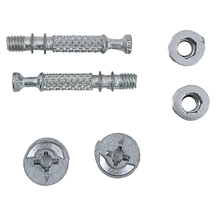 M.Pascual Racor de conexión excéntrica - M6, Específico para: Aglomerado 16 mm, 2 ud. - Conectores de muebles plateados: pernos excéntricos, levas con ranura y tuercas de barril para el montaje.