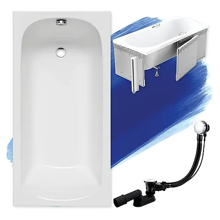 Bad Land  Badewanne CLASSIC SLIM Acryl-Eckwanne 170 x 75 cm Weiß, inkl. Styroporverkleidung