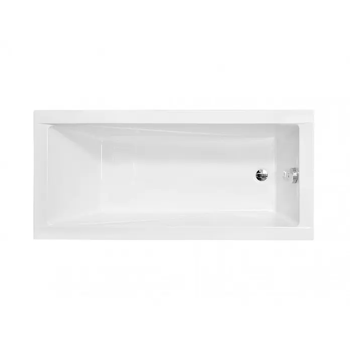 Bad Land Badewanne MODERN SLIM Acryl-Eckwanne 160 x 70 cm Weiß, inkl. Wannenträger - Sanitäracryl, Weiß - Weißes, rechteckiges Badewanne mit Chromablauf und Überlauf an einem Ende.