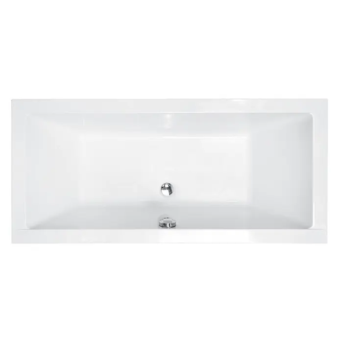 Bad Land Badewanne - 170 x 75 cm, Sanitäracryl, Weiß - Weiße, rechteckige Badewanne mit Chromablauf und Überlauf.