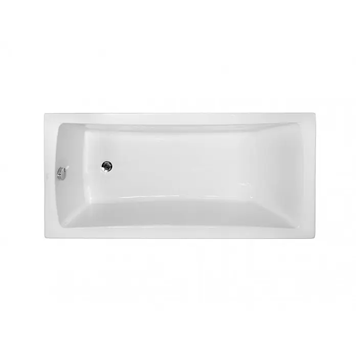 Bad Land Badewanne - 170 x 70 cm, Sanitäracryl, Weiß - Weiße rechteckige Badewanne mit Chromablauf und Überlauf.