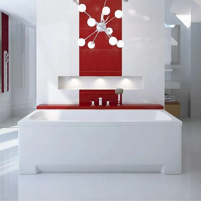 Bad Land Badewanne OPTIMA PREMIUM Acrylwanne 170 x 70 cm Weiß m. Wannenträger - 170 x 70 cm, Sanitäracryl, Weiß - Moderne weiße Badewanne mit klaren Linien in einem zeitgenössischen Badezimmer.