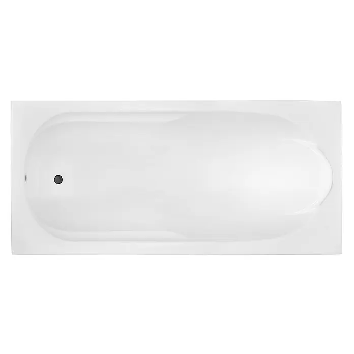 Bad Land Badewanne - 150 x 70 cm, Sanitäracryl, Weiß - Weiße rechteckige Badewanne mit ovalem Becken, Abfluss und Überlauf auf der linken Seite.