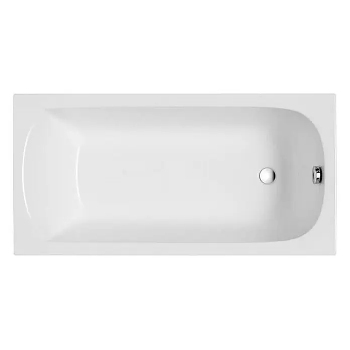 Bad Land Badewanne CLASSIC SLIM Acryl-Eckwanne 150 x 75 cm Weiß, inkl. Wannenträger - 150 x 75 cm, Sanitäracryl, Weiß - Weiße rechteckige Badewanne mit Chromablauf und Überlauf.