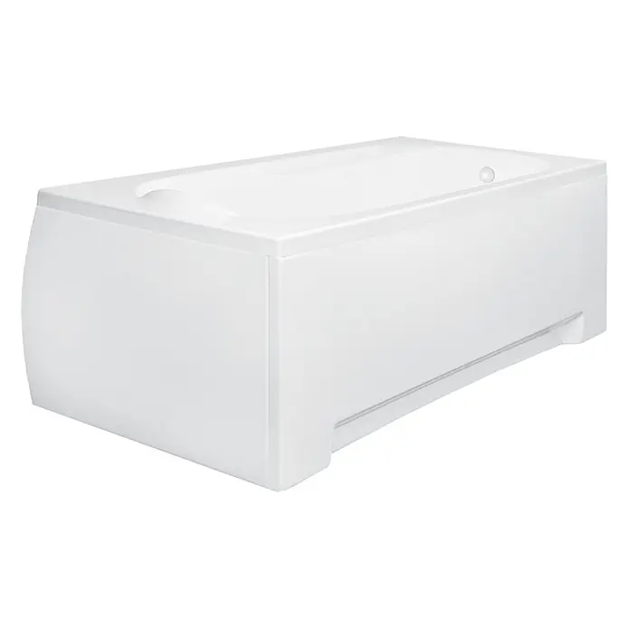 Bad Land Badewanne - 150 x 70 cm, Sanitäracryl, Weiß - Weiße Acryl-Badewanne mit integrierter Verkleidung und modernem, subtil geschwungenem Design.
