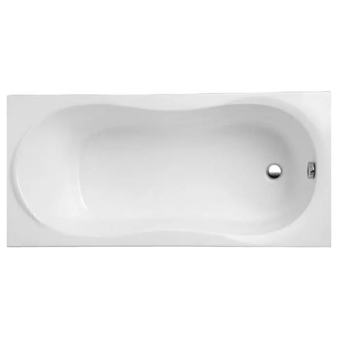 Bad Land Badewanne GRACJA Acryl-Eckwanne 120 x 75 cm Weiß, inkl. Wannenträger - 120 x 75 cm, Sanitäracryl, Weiß - Weiße, rechteckige Badewanne mit ovalem Innenraum, inklusive silbernem Abfluss und Überlauf.