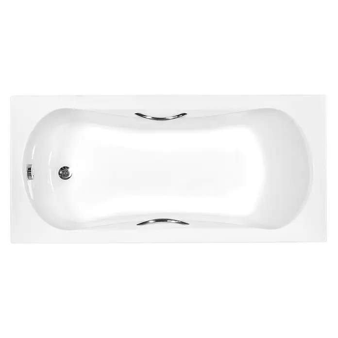 Bad Land Badewanne ARIA PLUS Acryl-Eckwanne 160 x 70 cm Weiß, inkl. Wannenträger - Sanitäracryl, Weiß - Weiße, rechteckige Badewanne mit ergonomisch geschwungener Innenseite, verchromten Griffen und Ab-/Überlauf.