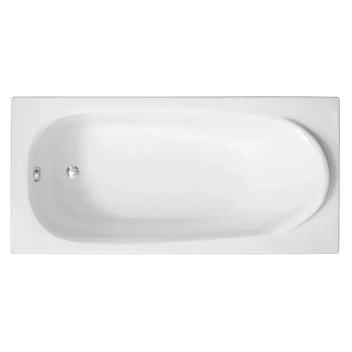 Bad Land Badewanne MEDIUM Acryl-Eckwanne 170 x 75 cm Weiß, inkl. Styroporverkleidung - Sanitäracryl, Weiß - Weiße Badewanne mit Abfluss und Überlauf, von oben gesehen.