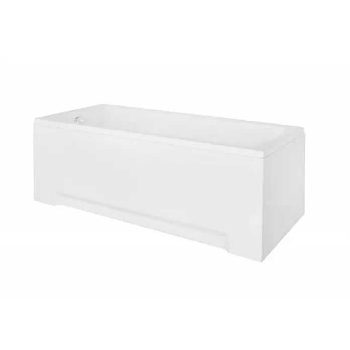 Bad Land Badewanne - 170 x 70 cm, Sanitäracryl, Weiß - Weißes rechteckiges Badewanne mit integrierter Frontverkleidung, Überlauf und Abflussloch.