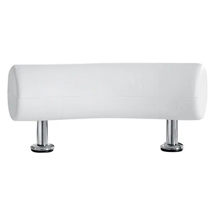 Bad Land Badewanne OPTIMA PREMIUM Acrylwanne 170 x 70 cm Weiß m. Wannenträger - 170 x 70 cm, Sanitäracryl, Weiß - Weißer gepolsterter rechteckiger Hocker mit zwei silbernen Metallfüßen.