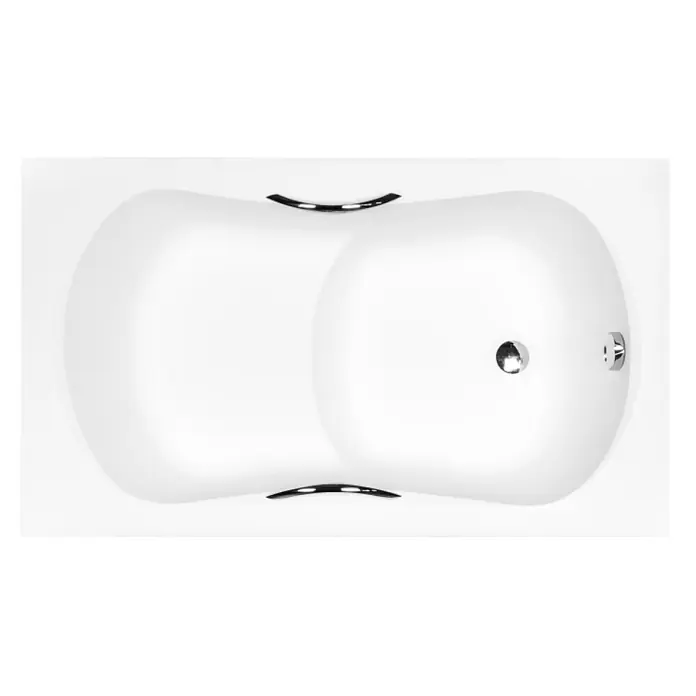Bad Land Badewanne - 120 x 70 cm, Sanitäracryl, Weiß - Weiße ergonomische Badewanne mit Chromgriffen, Ablauf und Überlauf.