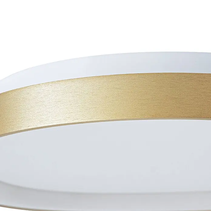 Lucande Deckenleuchte Asken - messing / gold - Weiße Deckenleuchte mit texturiertem Goldband.