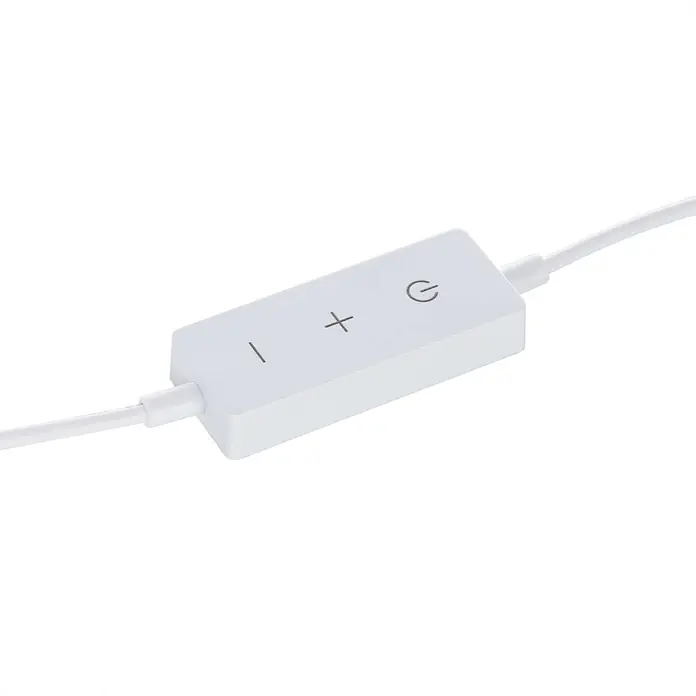 Prios LED-Unterbauleuchte Jopos - L x B x H: 8 x 8 x 0,7 cm - Weißer Inline-Controller mit An/Aus-, Plus- und Minus-Tasten am Kabel.