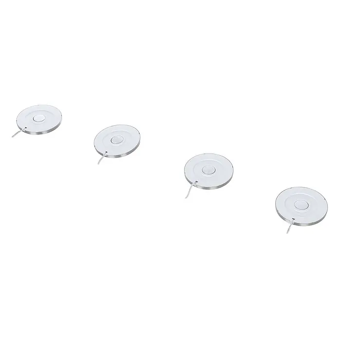 Prios LED-Unterbauleuchte Jopos - L x B x H: 8 x 8 x 0,7 cm - Rundes weißes und silbernes LED-Pucklicht mit angeschlossenem Kabel.