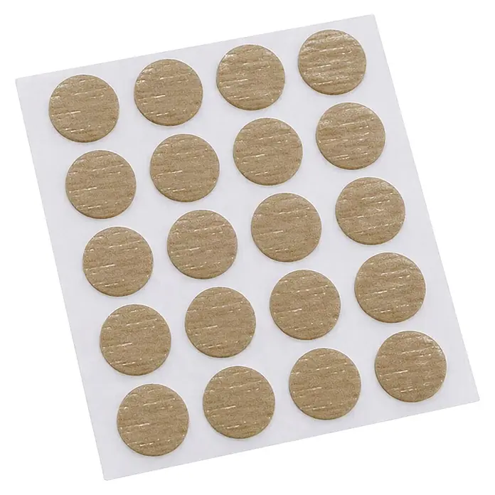 M.Pascual Tapón embellecedor - Haya, Diámetro: 13 mm, 60 ud. - Lámina de deslizadores redondos de fieltro beige con textura, para protección del suelo.