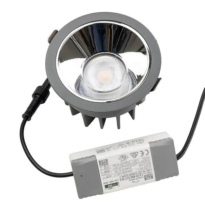 Luxula LED-Gartenstrahler - 18 W, 1.260 lm, IP65 - Grauer Einbau-LED-Strahler mit Reflektor und externem LED-Treiber.