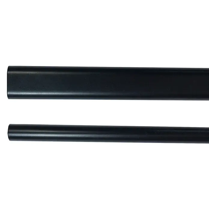 M.Pascual Barra para ropa lisa - Largo: 1.000 mm, Negro, Ovalada - Dos perfiles lineales negros mate: una barra plana más ancha, una varilla redonda más fina.