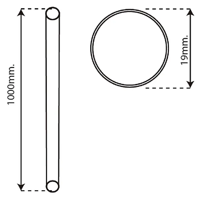 M.Pascual Barra para ropa - Ø x L: 1,9 cm x 1 m - Tubo cilíndrico de 1000mm de largo y 19mm de diámetro.