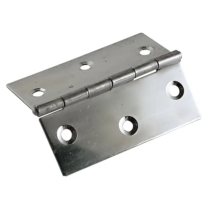 M.Pascual Bisagra de piano - L x An: 50 x 60 mm, Acero inoxidable, 2 ud. - Bisagra de metal plateado parcialmente abierta con múltiples orificios para tornillos.