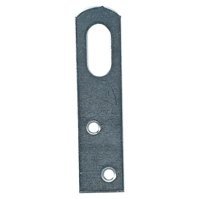 M.Pascual Placa de montaje - Largo: 80 mm, Zincado, 2 ud. - Soporte de montaje de metal gris con una ranura ovalada larga y dos agujeros redondos más pequeños. Parte superior puntiaguda.