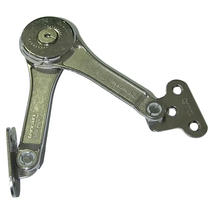 M.Pascual Soporte de tapa - Largo: 175 mm, Específico para: Puertas elevables - Bisagra o retenedor de tapa ajustable Ferrari de metal plateado, fabricado en Italia, con un tornillo de ajuste central.