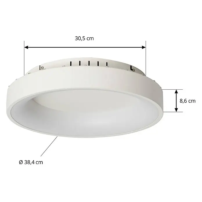 Lucande Deckenleuchte Samvel - L x B x H: 38,4 x 38,4 x 8,6 cm, weiß / opal - Weiße runde LED-Deckenleuchte, 38,4 cm Durchmesser, 8,6 cm hoch.