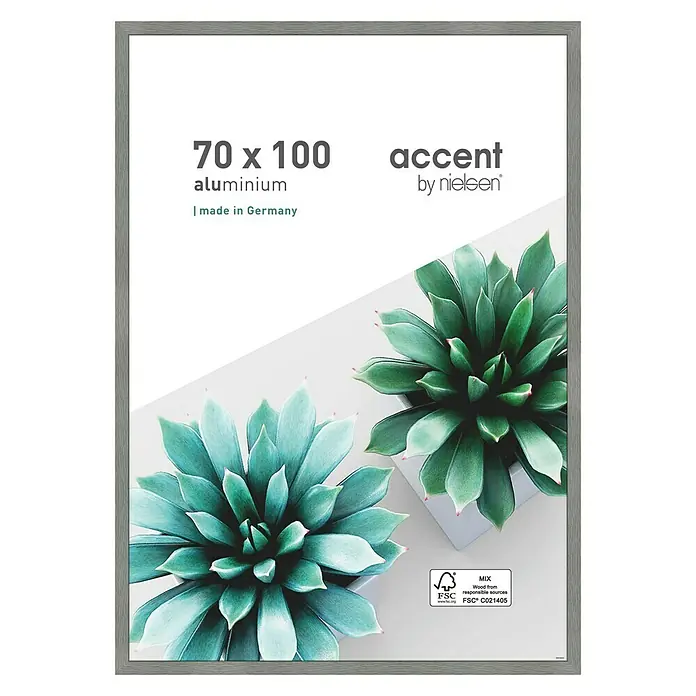 Alurahmen Star - 70 x 100 cm, Grau - Ein grauer Aluminium-Bilderrahmen mit den Maßen 70x100 cm, ideal um stilvoll Akzente zu setzen und Ihre Bilder zu präsentieren.