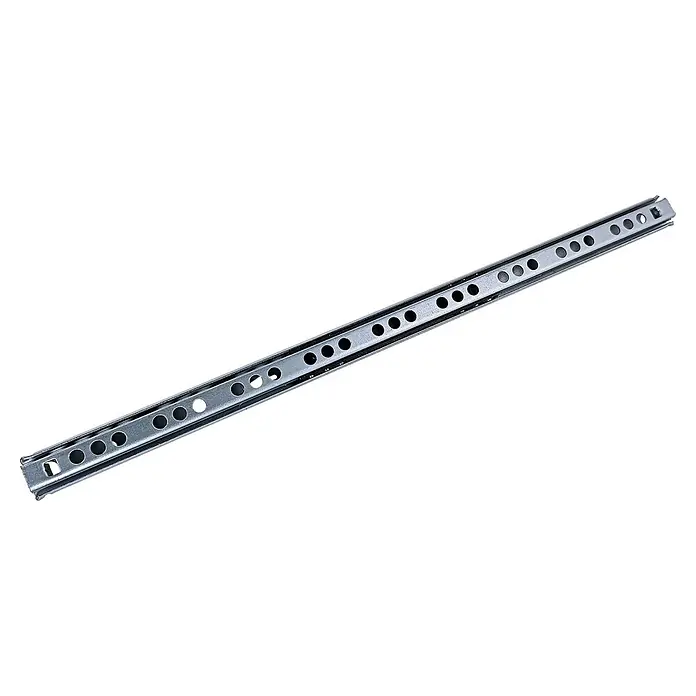 M.Pascual Guía para cajones - Longitud de instalación: 310 mm, Capacidad de carga: 10 kg, Extracción parcial, Montaje lateral - Corredera de cajón metálica plateada con orificios de montaje.