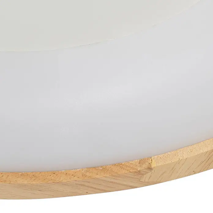 Lucande Deckenleuchte Samvel - Holz hell - Runde Deckenleuchte mit weißem Diffusor und hellem Holzrahmen.