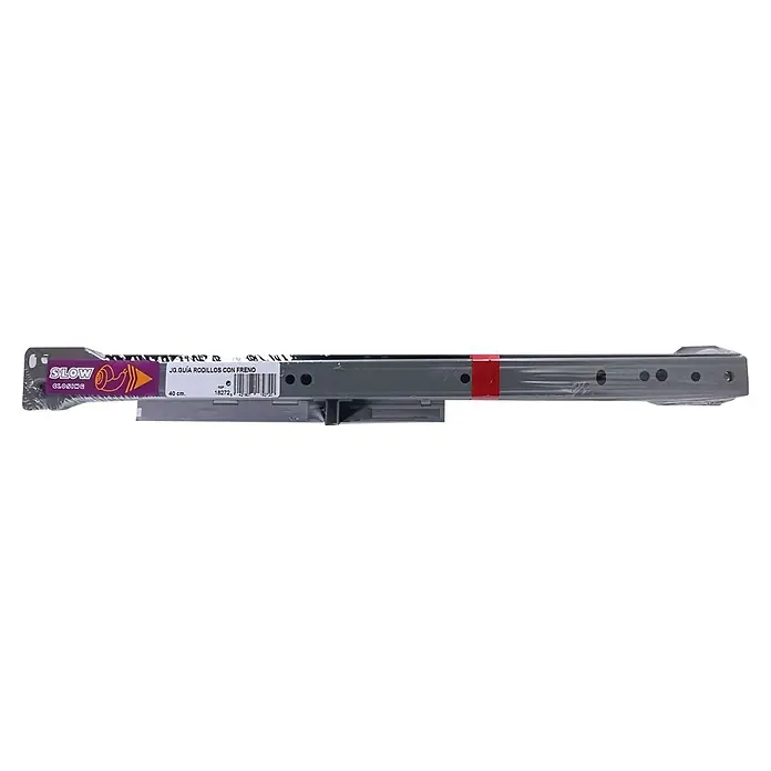 M.Pascual Guía para cajones - Longitud de instalación: 400 mm, Capacidad de carga: 30 kg, Extracción parcial - Corredera de cajón gris metálico de 40 cm con guías de rodillos y freno suave.