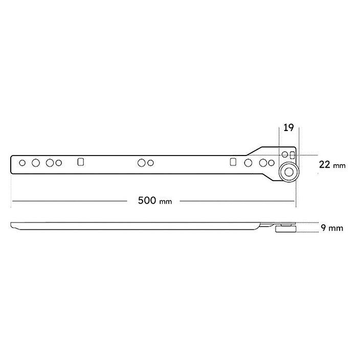 Guía para cajones (22 mm - 500 mm, Blanco, 2 ud., Extracción parcial) | BAUHAUS