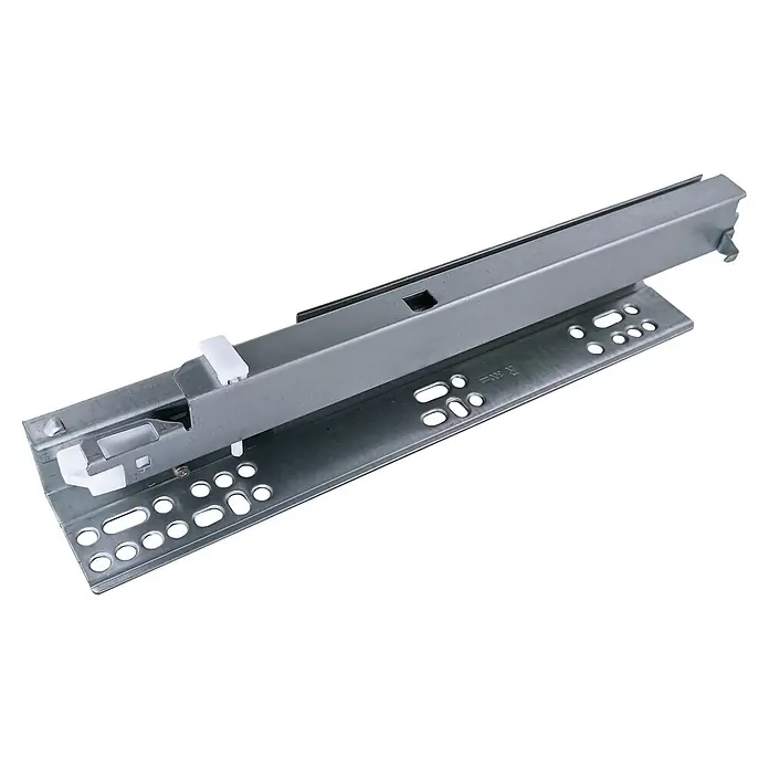 M.Pascual Guía para cajones - Longitud de instalación: 300 mm, Capacidad de carga: 25 kg, Extracción total - Corredera de cajón de metal gris con piezas de plástico blanco, longitud 300mm, para muebles.