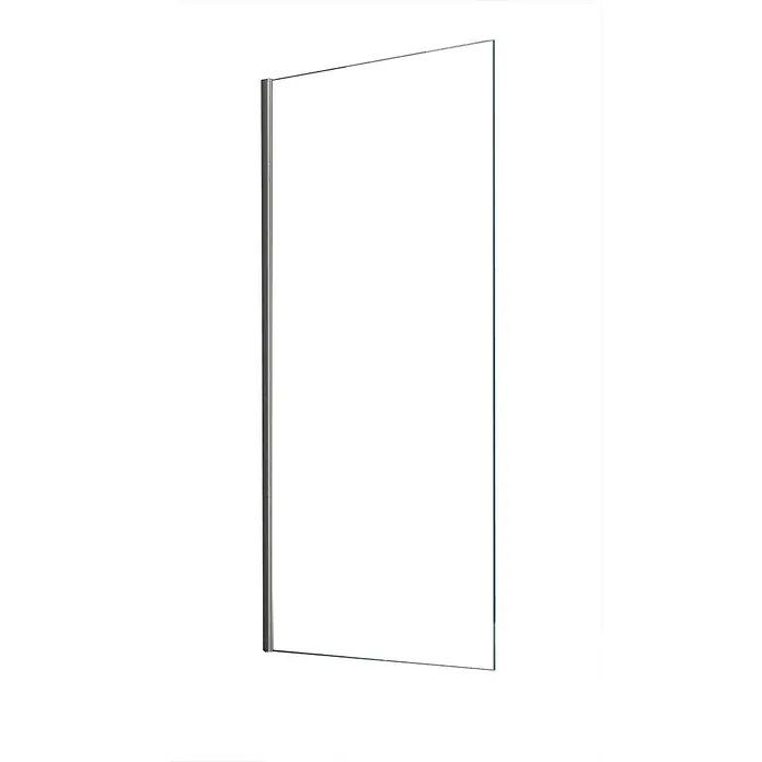 Glasdeals Badewannenaufsatz Badewannenaufsatz STURDO 70 x 140 cm 6 mm ESG Klarglas fix - B x H: 70 x 140 cm, 1 Stk., Chrom - Klarglas-Duschwand mit dunkelgrauem Metallprofil an einer Seite.