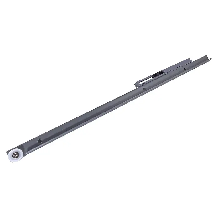 M.Pascual Guía para cajones - Longitud de instalación: 450 mm, Capacidad de carga: 30 kg, Extracción parcial - Corredera de cajón gris con rodillo blanco y mecanismo de cierre, para muebles.