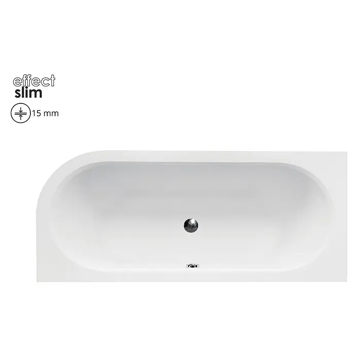 Bad Land Eckbadewanne AVITA SLIM Acryl-Eckwanne 170 x 75 cm links Weiß, inkl. Styroporverkleidung - L x B: 170 x 75 cm, Sanitäracryl, Weiß - Weiße Einbau-Badewanne mit schlankem 15mm Rand, mittigem Ablauf und Überlauf.