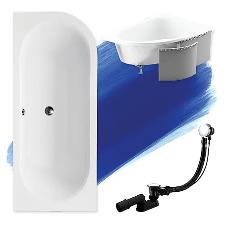 Bad Land  Eckbadewanne AVITA SLIM Acryl-Eckwanne 170 x 75 cm links Weiß, inkl. Styroporverkleidung