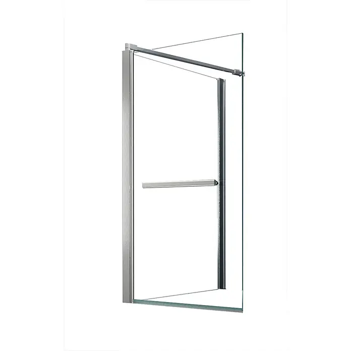 Glasdeals Badewannenaufsatz Badewannenaufsatz UNIONO 70 + 80 x 140 cm 6 mm ESG Klarglas - B x H: 80 x 140 cm, 2 Stk., Chrom - Klarglas-Duschttür mit silbernem Rahmen, Griff und dunkler vertikaler Dichtung.